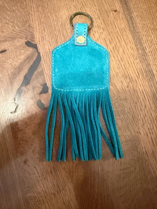 Source Unknown Teal Fringe Keychain with Colorful Cow Design - Picture 2 of 3